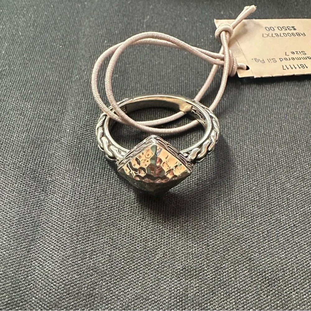 John Hardy NWT silver hammered ring size 7 box and pouch new - Christmas gift